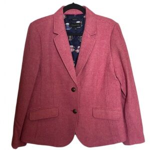 Talbots Aberdeen Pink Buttoned Tweed Blazer Tea Cup Theme Lining Size 12
